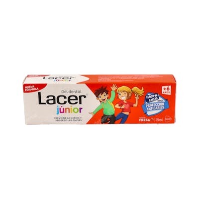 LACER GEL DENTAL JUNIOR 6-12 AÃ?OS FRESA 75 ML 1400 PPM FLUO