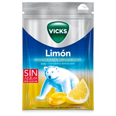 VICKS LIMON MENTOL SIN AZUCAR BOLSA 72 G (PRAIMS)