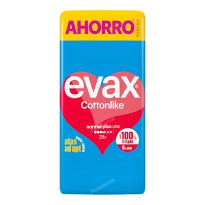 EVAX COMPRESA HIG COTTONLIKE ALAS NORMAL PLUS 28 U