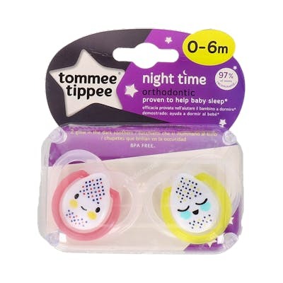 TOMMEE TIPPEE CHUPETE NIGHT TIME SILI REDON 0-6 M 2 UN NOCHE