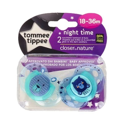 TOMMEE TIPPEE CHUPETE NIGHT TIME SILI REDON 18-36 M 2 UN NOC