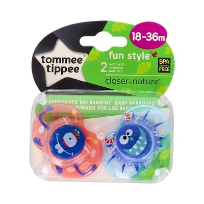 TOMMEE TIPPEE CHUPETE FUN STYLE SILI REDON 18-36 M 2 UN NINO