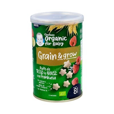 GERBER PUFF SNACK ORGANIC DE CEREALES Y FRAMBUESA 35 G