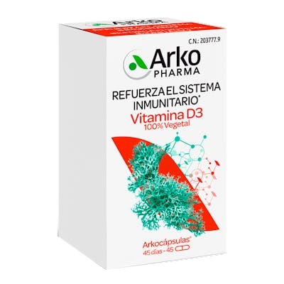 ARKOPHARMA ARKOCAPSULAS VITAMINA D3 100% VEGETAL 45 CAPSULAS