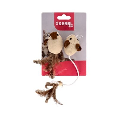 JUGUETE RATONES- C/PLUMAS NATURE 4,5CM KERBL ACC VET