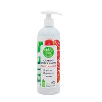 HAPPY BIO CHAMPU EXTRA POMELO-ALOE suave brillo 450ml.