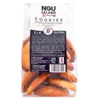 NOUCELAND COOKIES CHOCOLATE BLANCO Y LIMON 100GR S/G