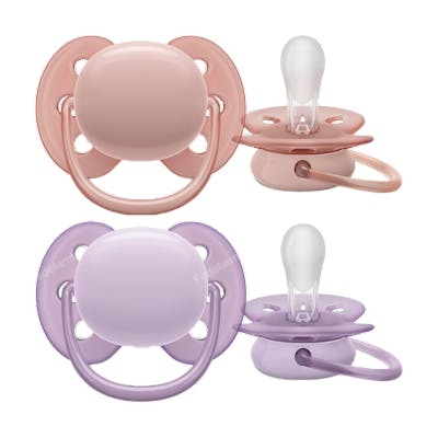 AVENT CHUPETE ULTRA SOFT 0-6 M ROSA/LILA NIÑA 2 UDS SCF091/3