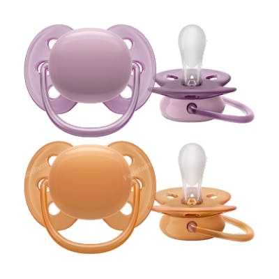 AVENT CHUPETE ULTRA SOFT 6-18 M LILA/NARANJA NIÑA 2 UDS SCF0