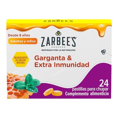 ZARBEES GARGANTA Y EXTRA INMUNIDAD 24 PAST PARA CHUPAR 1 UN