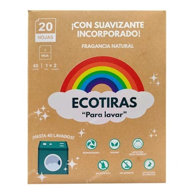 ECOTIRAS PARA LAVADORA DETERGENTE CON SUAVIZANTE 20HOJAS ECO