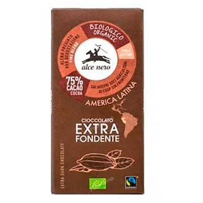 ALCE NERO CHOCOLATE OSCURO 75% CACAO TABLETA 100GR BIO