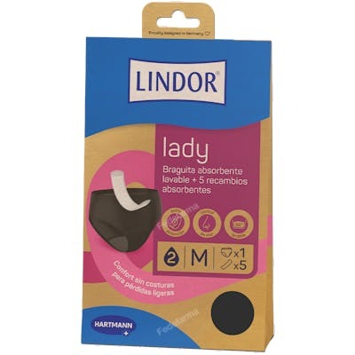 LINDOR LADY BRAGUITA ABSORBENTE LAVABLE TALLA M + 5 RECAMBIO