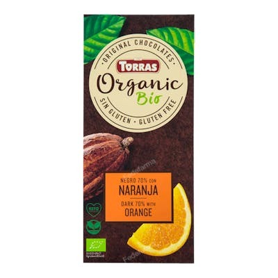 CHOCOLATE NEGRO 70% CACAO CON NARANJA 100 GR BIO