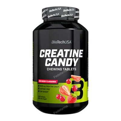 BIOTECHUSA CREATINE CANDY 240 TBL MASTICABLES BAYAS ROJAS