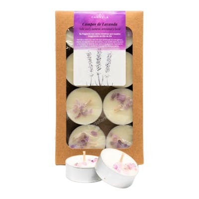 CANVELA - CAJA REGALO 8 UDS VELAS DE DE TÉ PERFUMADA CAMPO
