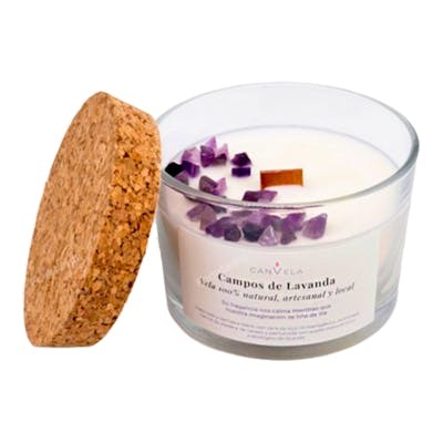 CANVELA - VELA PERFUMADA CAMPOS DE LAVANDA CON AMATISTA