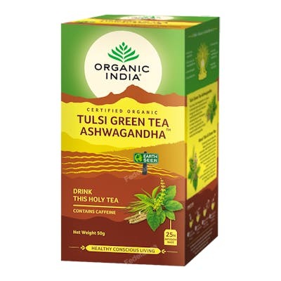 ORGANIC INDIA TULSI GREEN TEA ASHWAGANDHA INFUSION AYURVEDIC