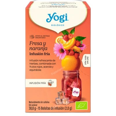 YOGI TEA FRIO FRESA Y NARANJA S/AZUCAR 15 SOBRES