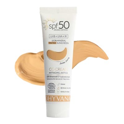 DHYVANA SOLAR SPF50 COLOR AMBER HONEY CON ACIDO HIALURONICO