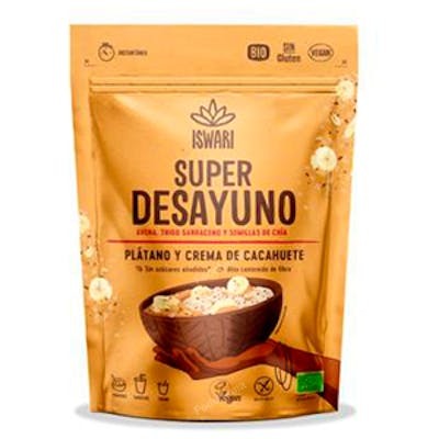 ISWARI SUPER DESAYUNO platano y crema cacahuete 360gr. BIO S