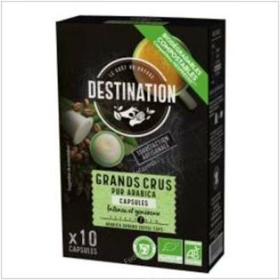 DESTINATION CAFE PUR ARABICA GRANDS CRUS 10capsulas cafe BIO