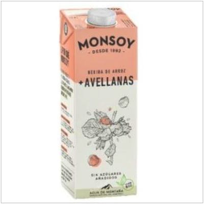 MONSOY BEBIDA VEGETAL DE ARROZ CON AVELLANAS 1LT 6UDS
