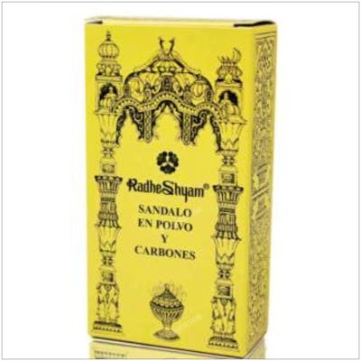RADHE SHYAM INCIENSO SANDALO 30 GR Y CARBONES 10UD