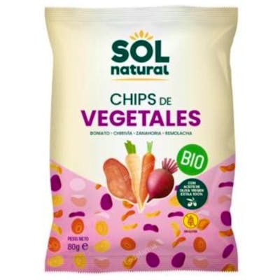SOLNATURAL CHIPS DE VEGETALES CON ACEITE DE OLIVA 80GR BIO