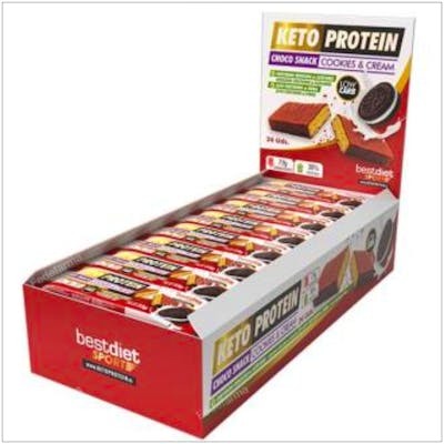 KETO PROTEIN CHOCO SNACK COOKIES-CREAM BARRITAS 24 UN
