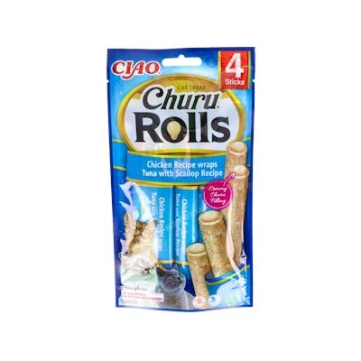CHURU CAT ROLLS RECETA DE ATUN CON VIEIRA 1 BOLSA DE 4 STICK