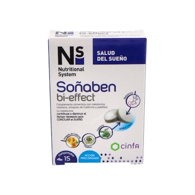NS SOÑABEN BI-EFFECT MELATONINA 1,85MG 15 COMPRIMIDOS