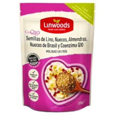LINWOODS SEMILLAS DE LINO con nueces almendras Q10 200gr.SG
