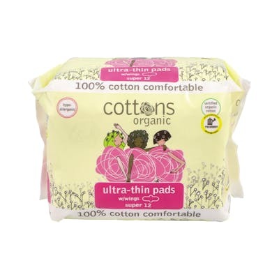 COTTONS COMPRESA SUPER ULTRAFINA CON ALAS 12UDS ORGANIC