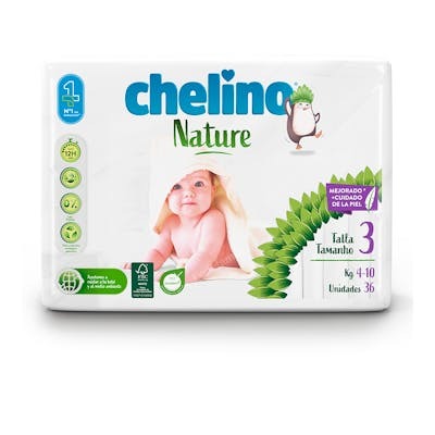 CHELINO PAÑAL INF NATURE T/3 4-10KG 36UN