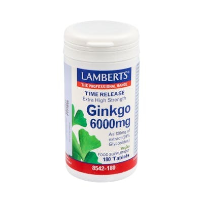 LAMBERTS GINKGO BILOBA 6000 Alta Potencia 120mg. 180comp.