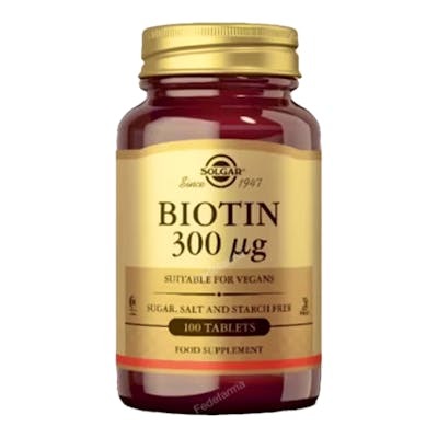 SOLGAR BIOTINA 300MCG 100COMPRIMIDOS