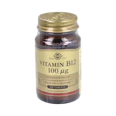 SOLGAR VITAMINA B12 (CIANOCOBALAMINA) 100MCG 100COMPRIMIDOS